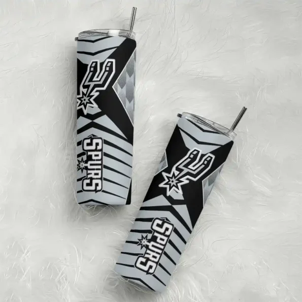 personalized san antonio spurs camo texture silver skinny tumbler top rated.webp