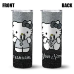 personalized san antonio spurs hello kitty silver black skinny tumbler best selling 1.webp