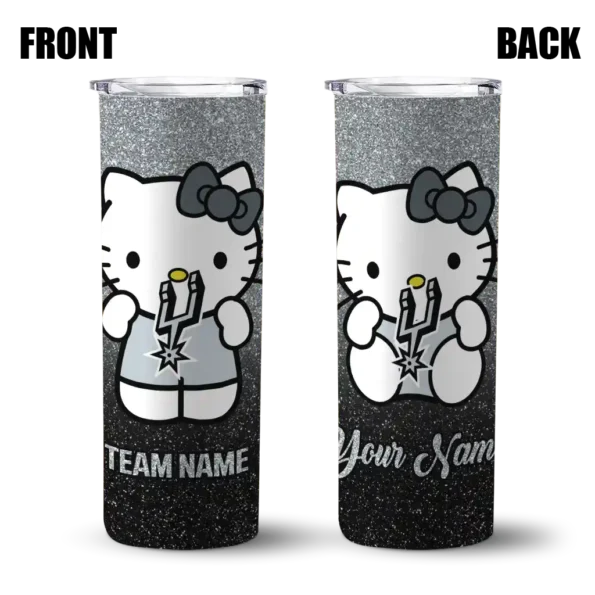 personalized san antonio spurs hello kitty silver black skinny tumbler fashion forward.webp