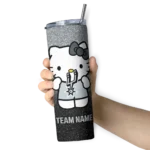 personalized san antonio spurs hello kitty silver black skinny tumbler best selling 1.webp