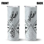 personalized san antonio spurs monogram burst silver white skinny tumbler best selling 1.webp