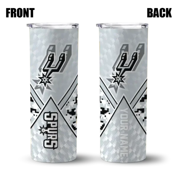 personalized san antonio spurs monogram burst silver white skinny tumbler fashion forward.webp