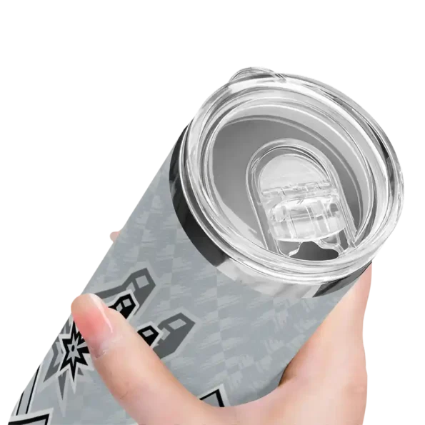 personalized san antonio spurs monogram burst silver white skinny tumbler high quality.webp