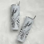 personalized san antonio spurs monogram burst silver white skinny tumbler best selling 1.webp
