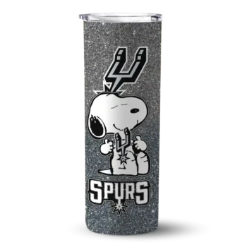 personalized san antonio spurs snoopy attitude silver skinny tumbler best selling 1.webp