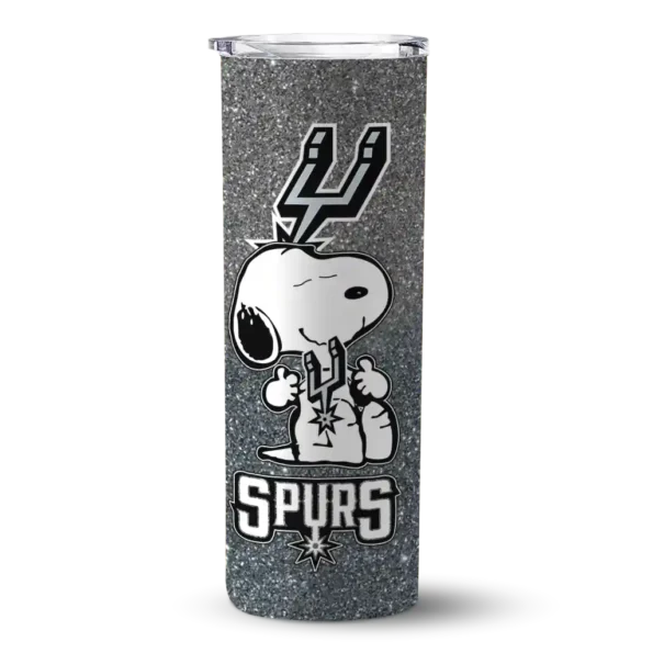personalized san antonio spurs snoopy attitude silver skinny tumbler best selling 1.webp