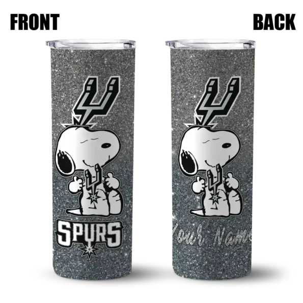 personalized san antonio spurs snoopy attitude silver skinny tumbler fashion forward.webp