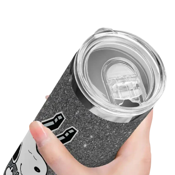 personalized san antonio spurs snoopy attitude silver skinny tumbler high quality.webp