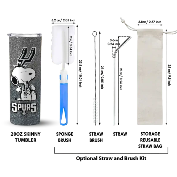 personalized san antonio spurs snoopy attitude silver skinny tumbler new arrival.webp