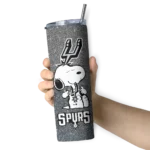personalized san antonio spurs snoopy attitude silver skinny tumbler best selling 1.webp