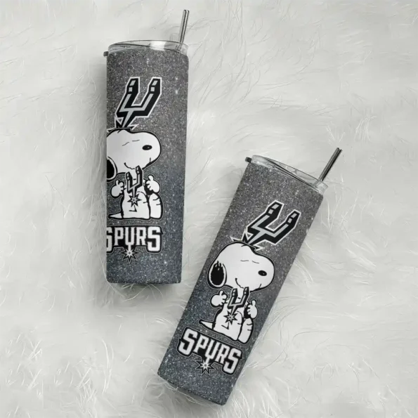 personalized san antonio spurs snoopy attitude silver skinny tumbler top rated.webp