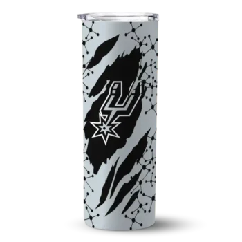 personalized san antonio spurs star pop silver black skinny tumbler best selling 1.webp
