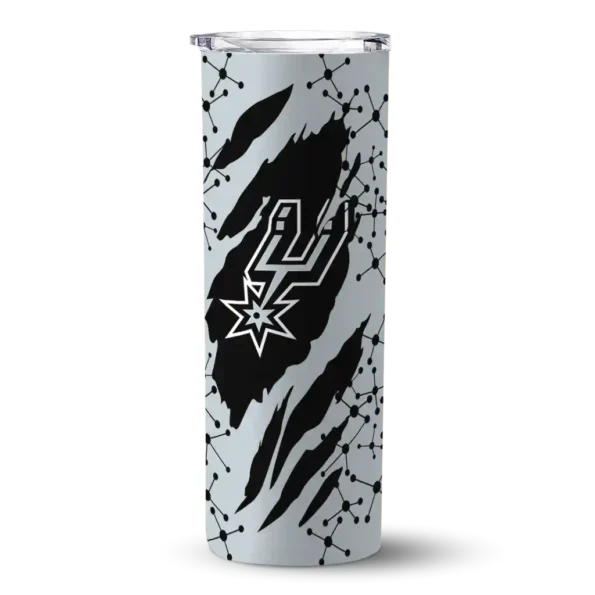 personalized san antonio spurs star pop silver black skinny tumbler best selling 1.webp