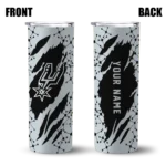 personalized san antonio spurs star pop silver black skinny tumbler best selling 1.webp