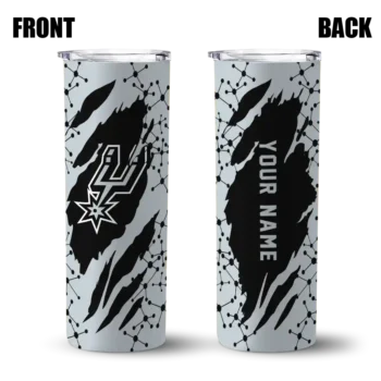 personalized san antonio spurs star pop silver black skinny tumbler fashion forward.webp