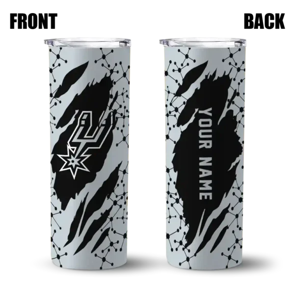 personalized san antonio spurs star pop silver black skinny tumbler fashion forward.webp