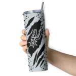 personalized san antonio spurs star pop silver black skinny tumbler best selling 1.webp