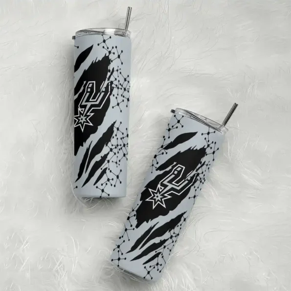 personalized san antonio spurs star pop silver black skinny tumbler top rated.webp