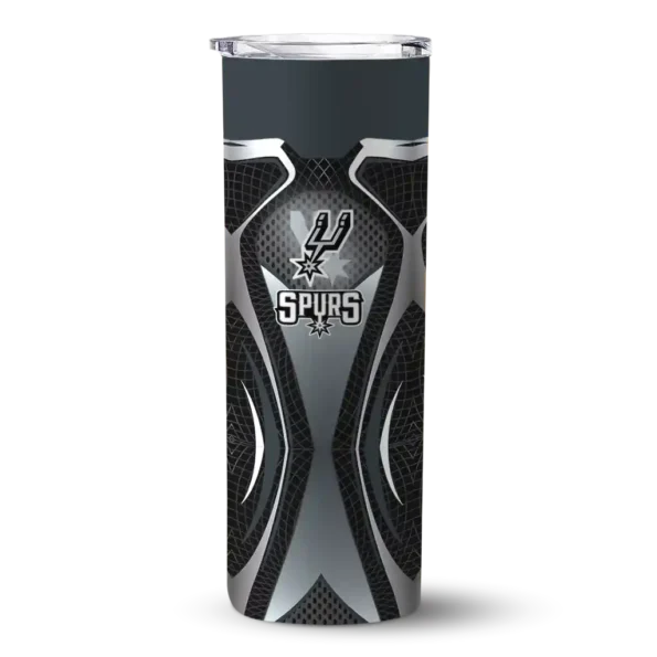 personalized san antonio spurs superman emblem silver black skinny tumbler best selling 1.webp