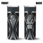 personalized san antonio spurs superman emblem silver black skinny tumbler best selling 1.webp