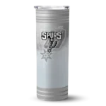 personalized san antonio spurs swirl texture silver skinny tumbler best selling 1.webp