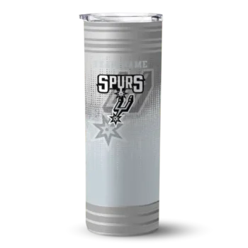 personalized san antonio spurs swirl texture silver skinny tumbler best selling 1.webp