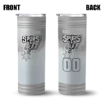 personalized san antonio spurs swirl texture silver skinny tumbler best selling 1.webp