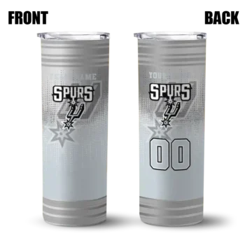 personalized san antonio spurs swirl texture silver skinny tumbler fashion forward.webp