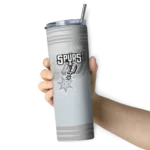 personalized san antonio spurs swirl texture silver skinny tumbler best selling 1.webp