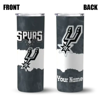 personalized san antonio spurs torn band silver white skinny tumbler fashion forward.webp