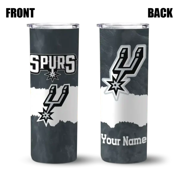 personalized san antonio spurs torn band silver white skinny tumbler fashion forward.webp