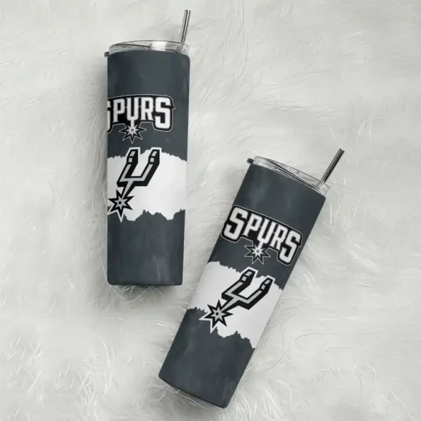 personalized san antonio spurs torn band silver white skinny tumbler top rated.webp