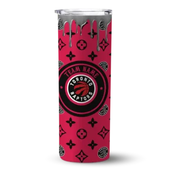 personalized toronto raptors camo streak red skinny tumbler best selling 1.webp