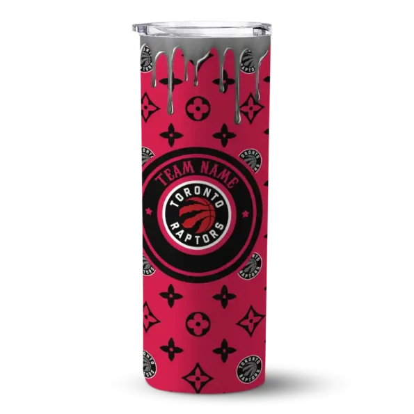 personalized toronto raptors camo streak red skinny tumbler best selling 1.webp