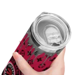 personalized toronto raptors camo streak red skinny tumbler best selling 1.webp
