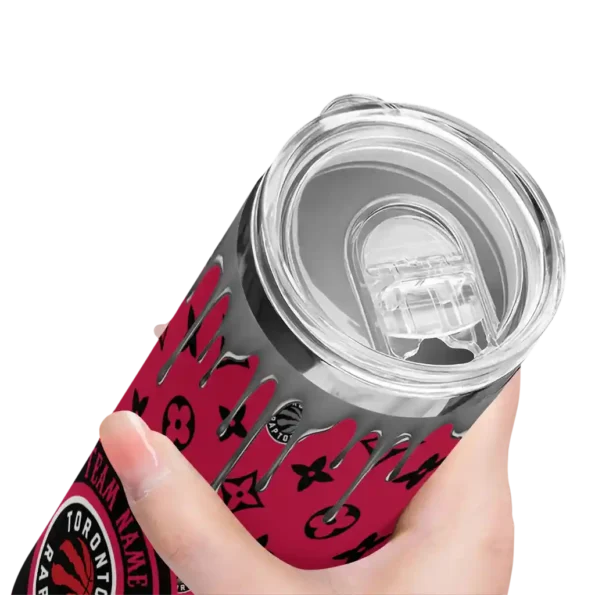 personalized toronto raptors camo streak red skinny tumbler high quality.webp