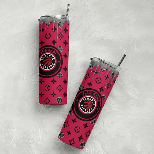 personalized toronto raptors camo streak red skinny tumbler top rated.webp