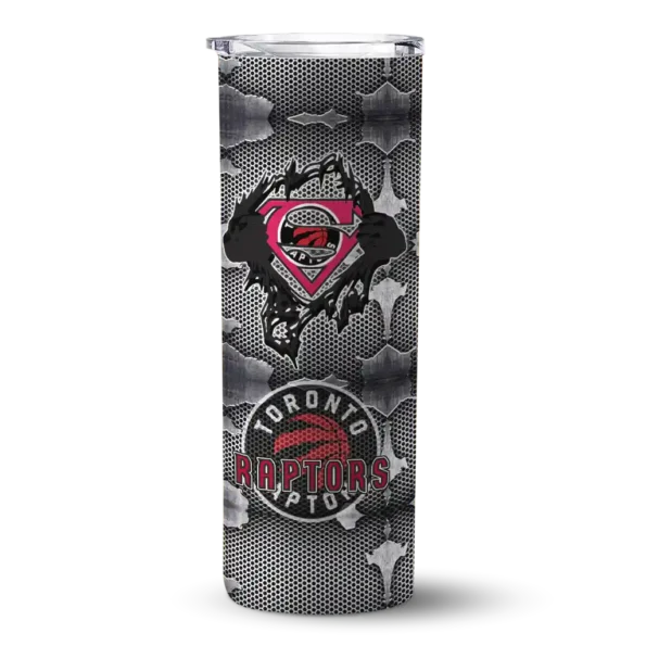 personalized toronto raptors chevron v red gray skinny tumbler best selling 1.webp