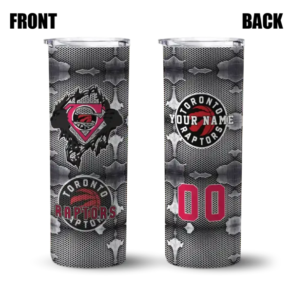 personalized toronto raptors chevron v red gray skinny tumbler fashion forward.webp