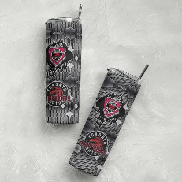 personalized toronto raptors chevron v red gray skinny tumbler top rated.webp