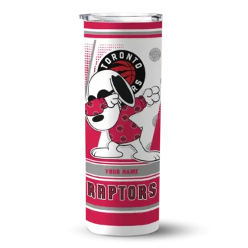 personalized toronto raptors snoopy dog red white skinny tumbler best selling 1.webp