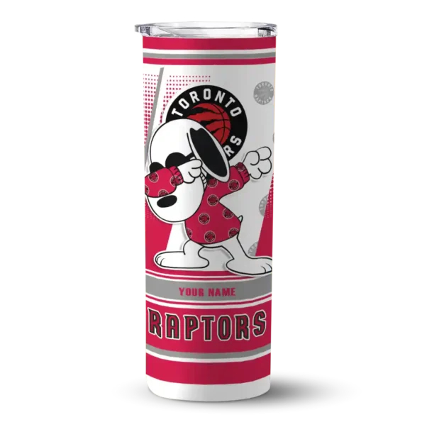 personalized toronto raptors snoopy dog red white skinny tumbler best selling 1.webp