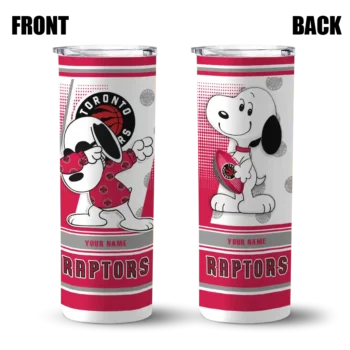 personalized toronto raptors snoopy dog red white skinny tumbler fashion forward.webp