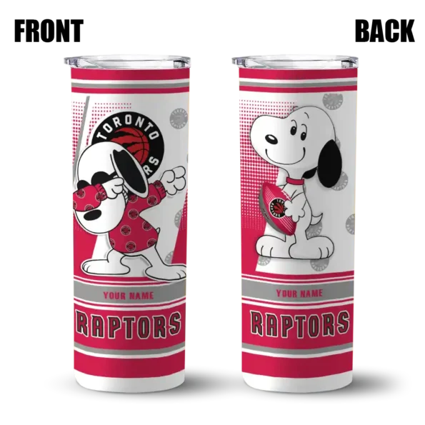 personalized toronto raptors snoopy dog red white skinny tumbler fashion forward.webp