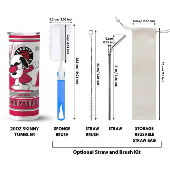 personalized toronto raptors snoopy dog red white skinny tumbler new arrival.webp