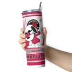 personalized toronto raptors snoopy dog red white skinny tumbler best selling 1.webp