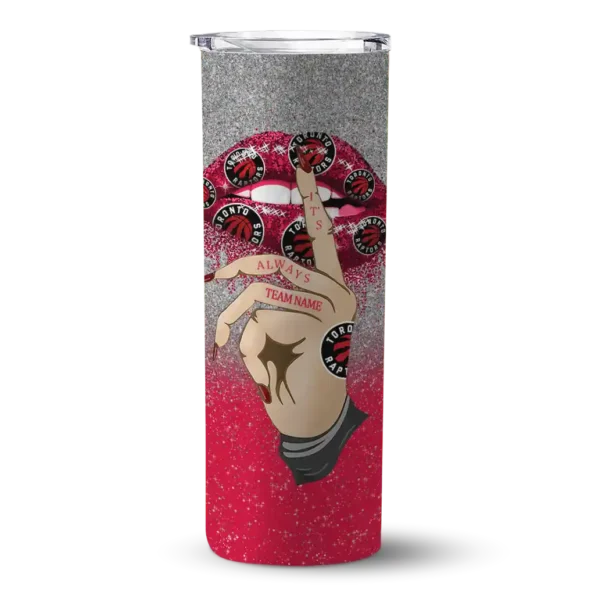 personalized toronto raptors sparkle lips red skinny tumbler best selling 1.webp