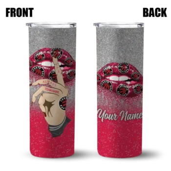 personalized toronto raptors sparkle lips red skinny tumbler fashion forward.webp
