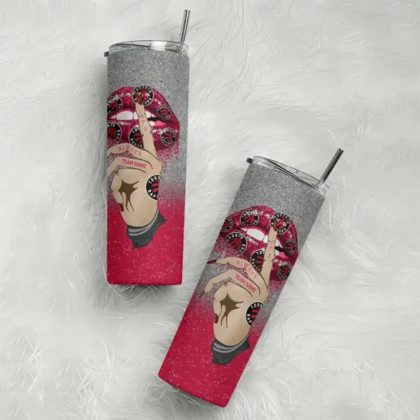 personalized toronto raptors sparkle lips red skinny tumbler top rated.webp