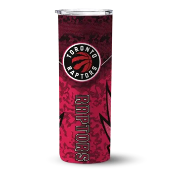 personalized toronto raptors spiral burst print red skinny tumbler best selling 1.webp